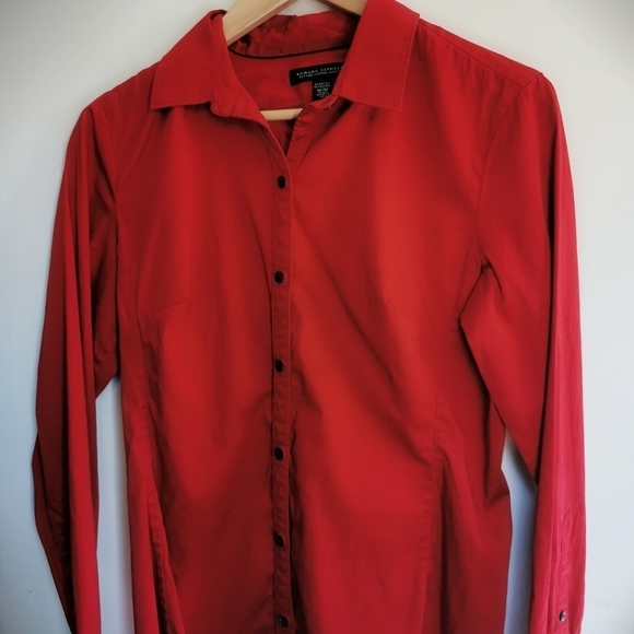 𝅺BANANA Republic Solid Red Fitted Shirt Button Down - Picture 4 of 7